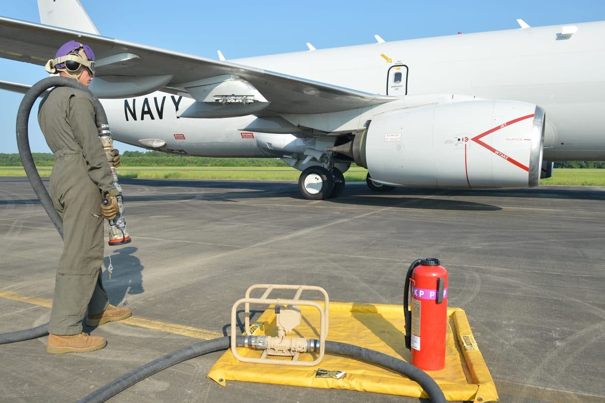 Boeing P-8 Poseidon maritime patrol aircraft in flight over the ocean