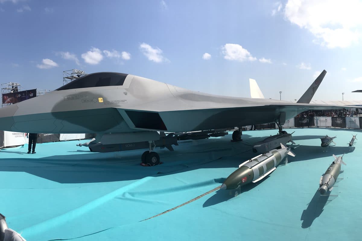TAI KAAN stealth fighter mockup displayed at an international air show