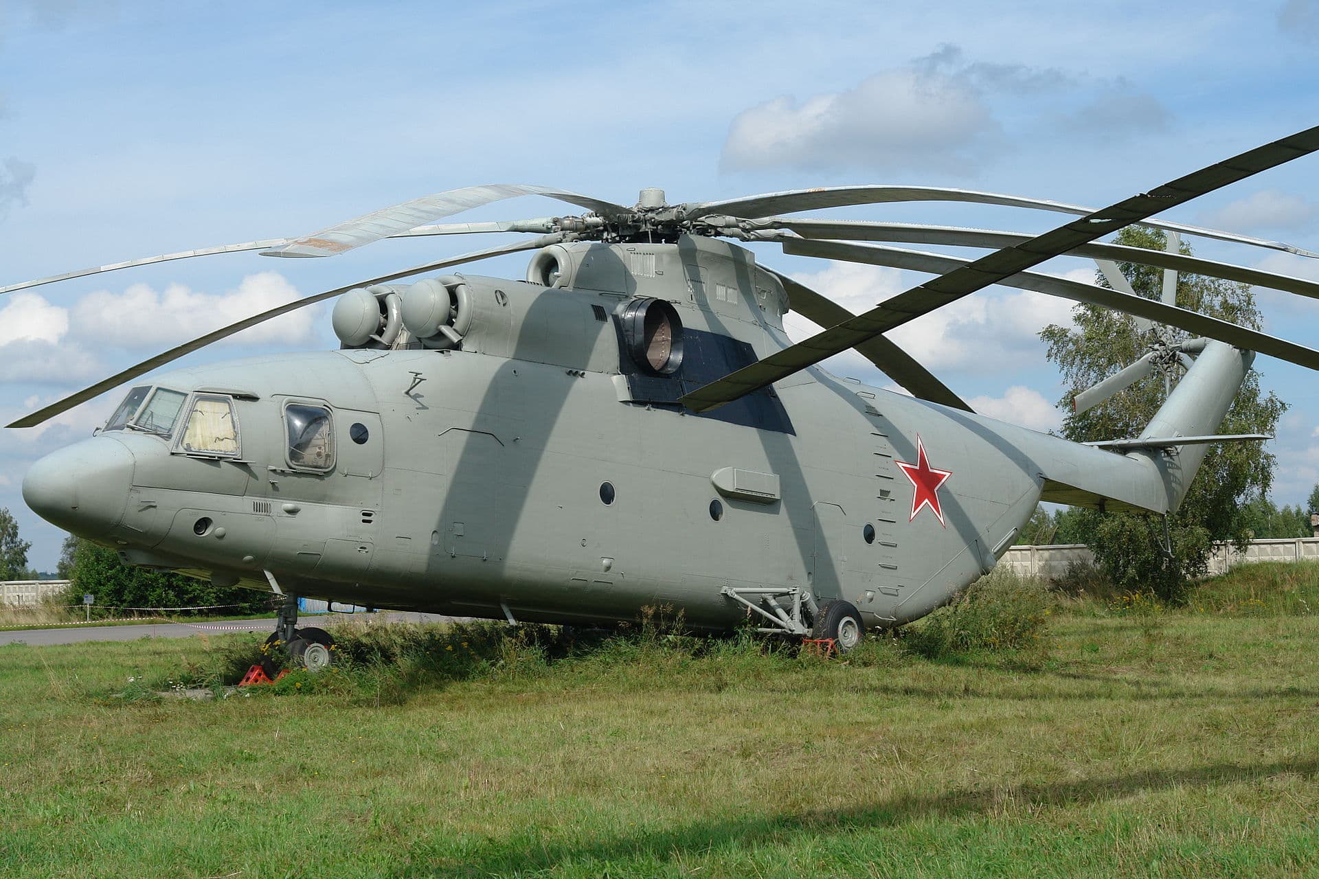 Mil Mi-26 Halo heavy-lift helicopter in flight showing its massive eight-blade rotor system