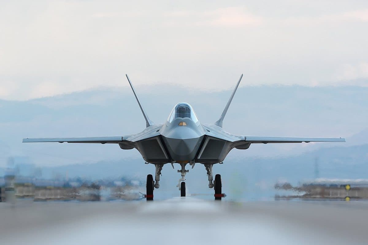 Turkish KAAN fifth-generation stealth fighter jet during flight testing
