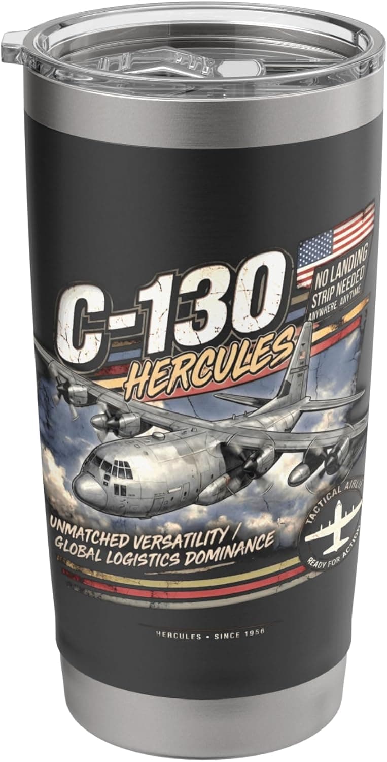 C-130 Hercules Vintage/Retro Collectable Design Stainless Steel Insulated Tumbler