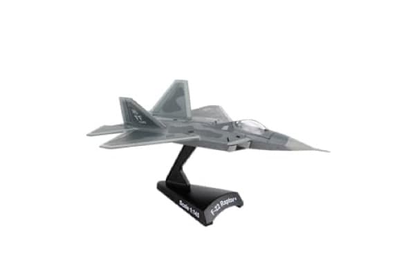Postage Stamp F-22 Raptor diecast model on display stand