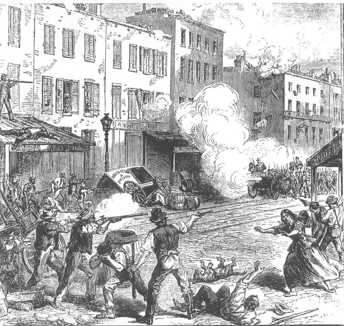 New York City Draft Riots of July 1863, triggered by the Enrollment Act signed on March 3, 1863