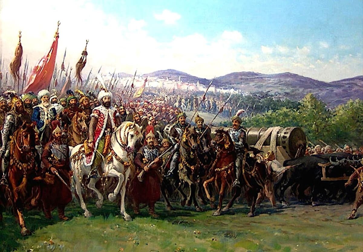 Painting depicting the fall of Constantinople to the Ottoman Turks in 1453