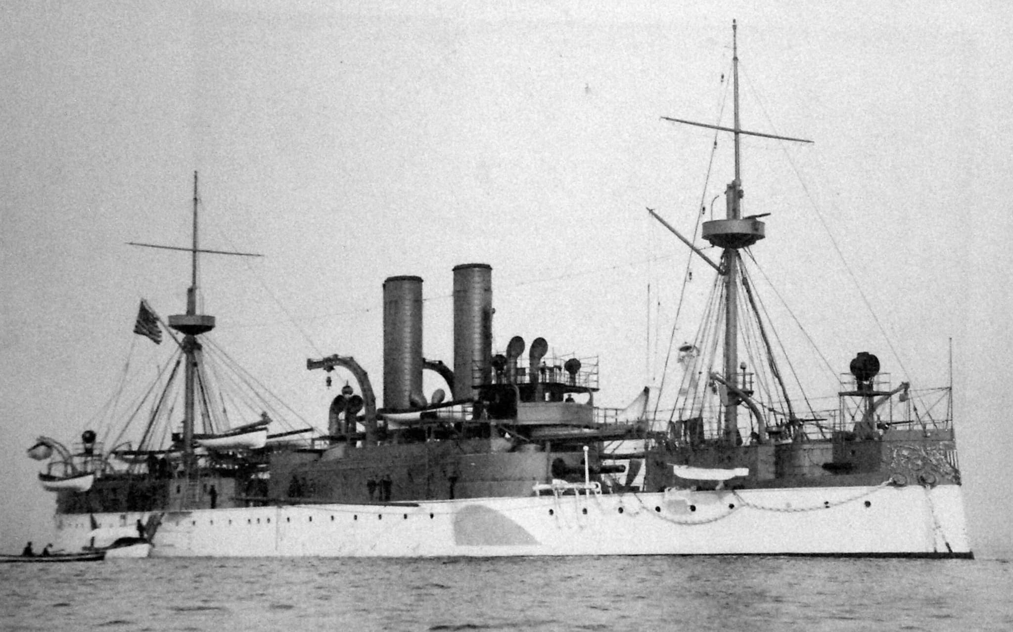 The battleship USS Maine anchored in Havana Harbor before the fatal explosion, 1898