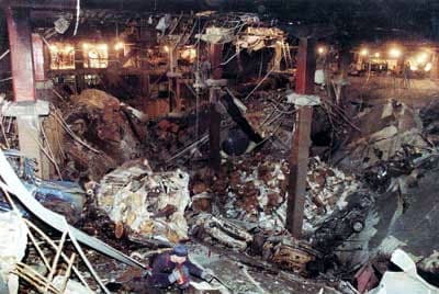 Rescue workers at the World Trade Center parking garage after the 1993 bombing