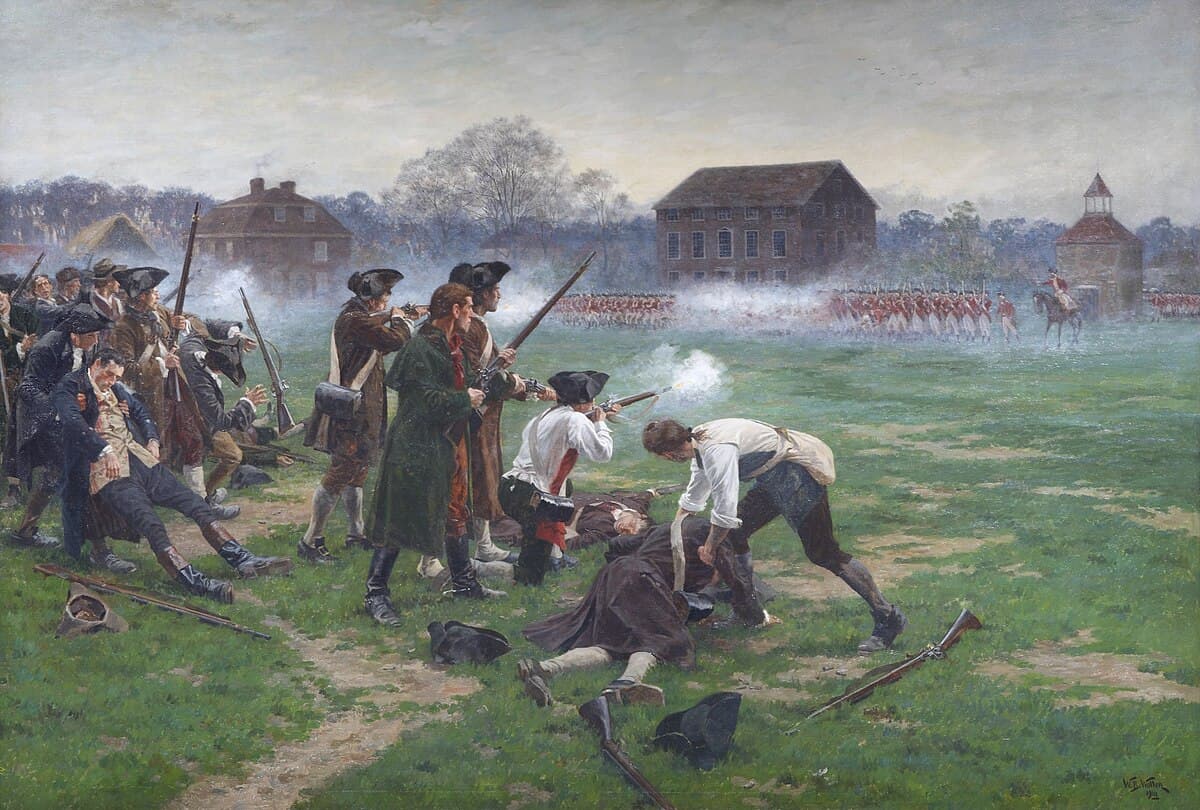 The Battle of Lexington, April 19, 1775, the opening engagement of the American Revolution