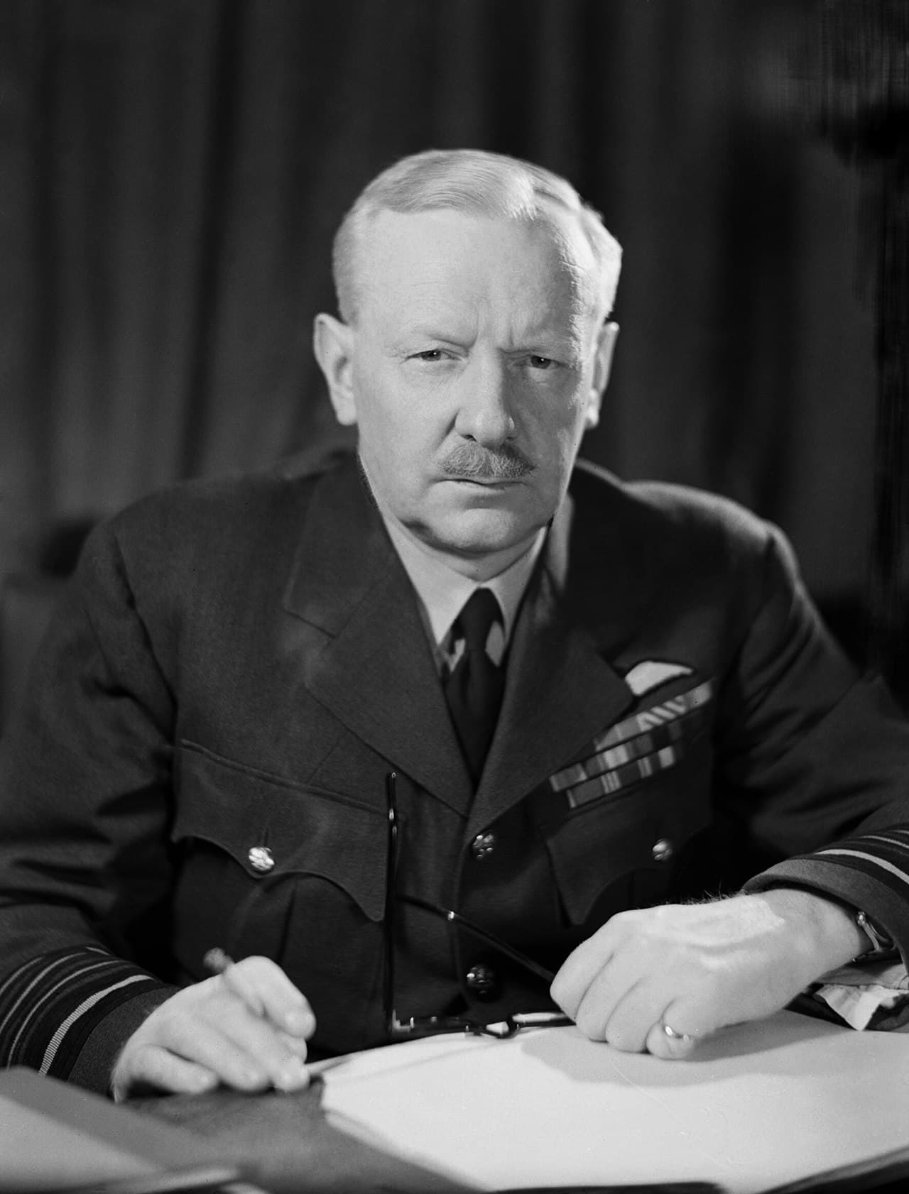 Air Chief Marshal Sir Arthur "Bomber" Harris at his desk, head of RAF Bomber Command
