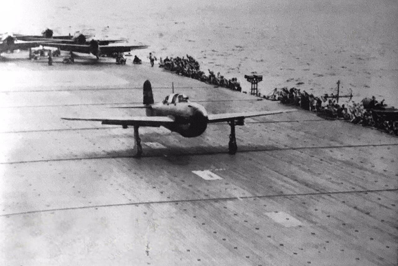 Aerial combat during the Battle of the Philippine Sea, June 1944, the "Great Marianas Turkey Shoot"