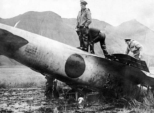 The captured Akutan Zero, the intact A6M2 recovered from Akutan Island, Alaska, 1942