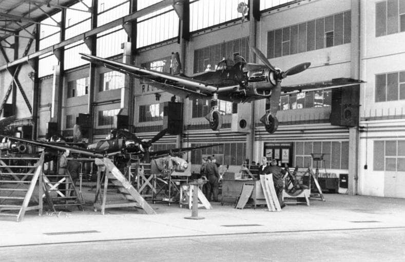 Ju 87 Stuka production line in a German factory