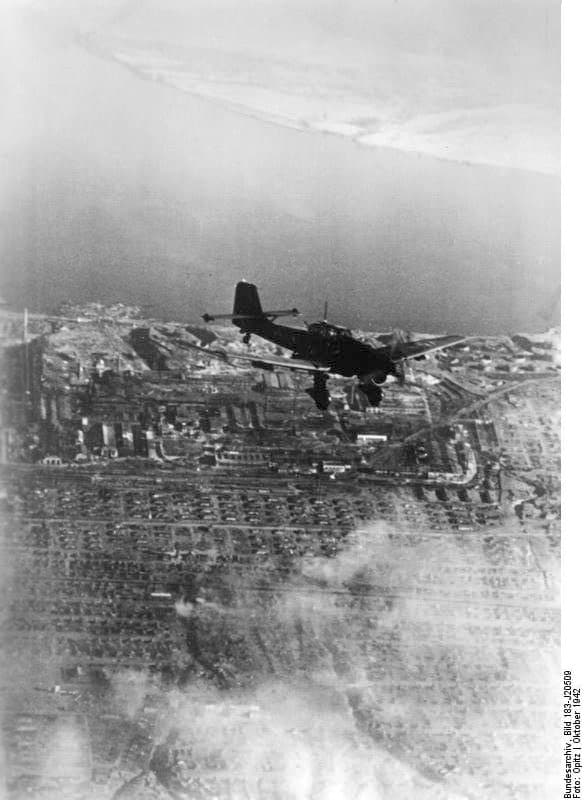Ju 87 Stuka over Stalingrad during the Battle of Stalingrad, 1942