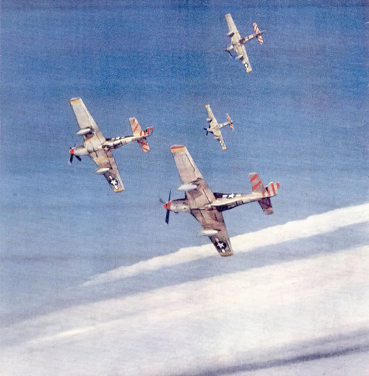 P-51D Mustangs in formation over Italy, 1944