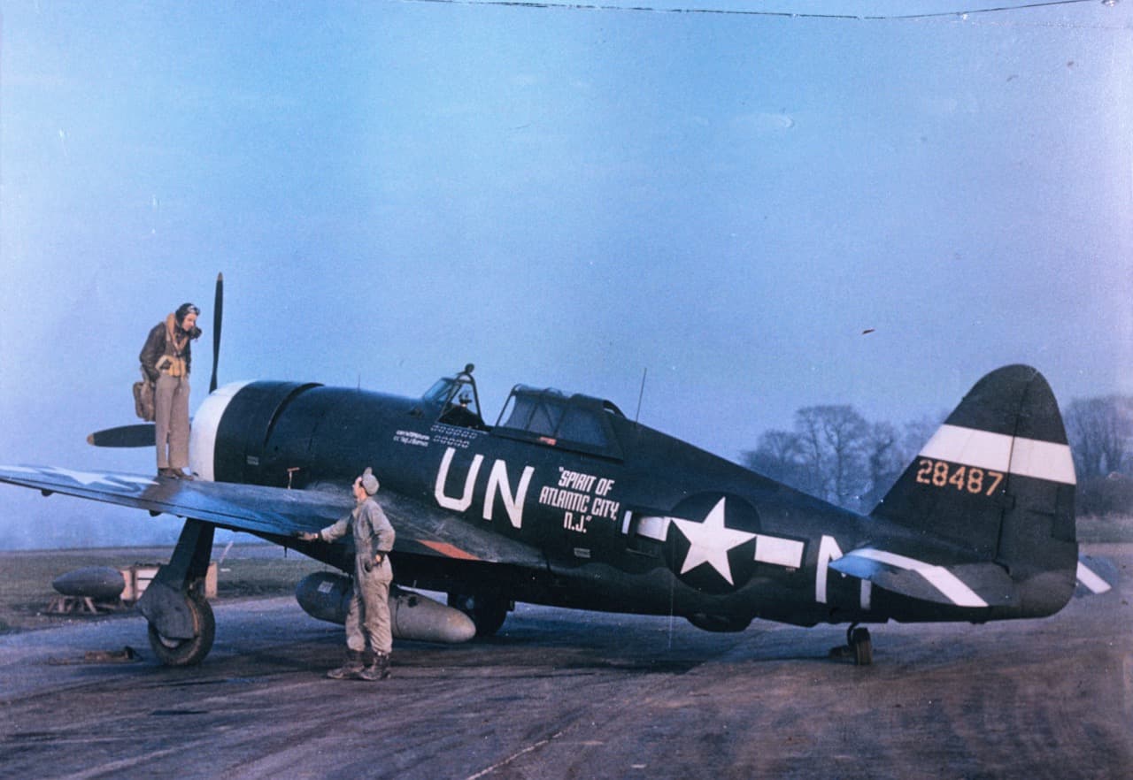 P-47D "Spirit of Atlantic City N.J." of the 56th Fighter Group with UN markings