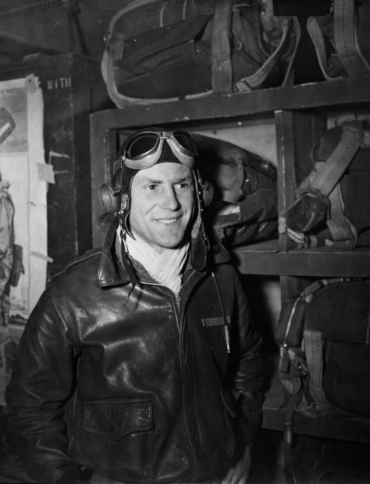 Captain Robert S. Johnson, 56th Fighter Group ace with 27 aerial victories in the P-47 Thunderbolt