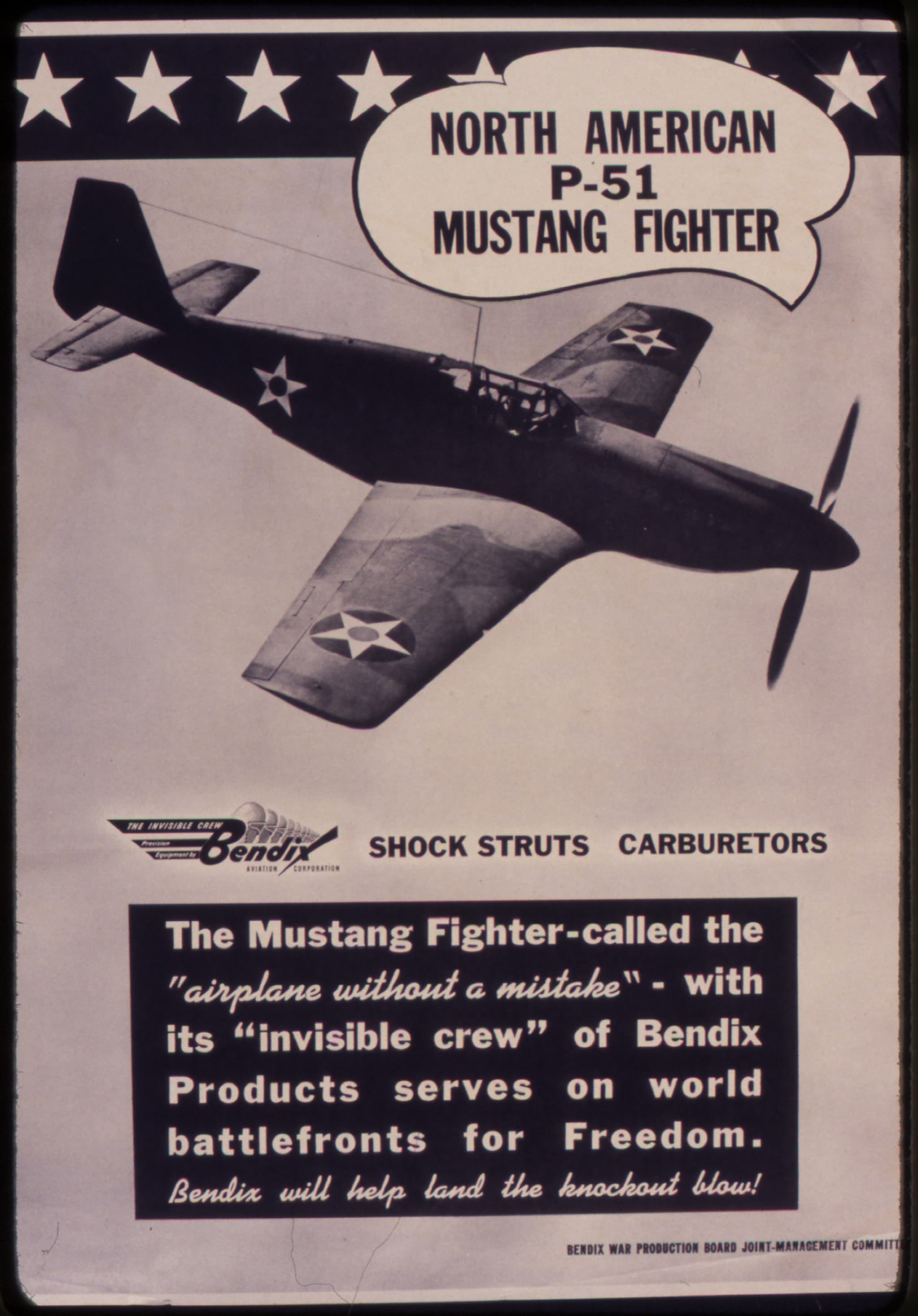 North American P-51 Mustang fighter in flight, NARA photograph