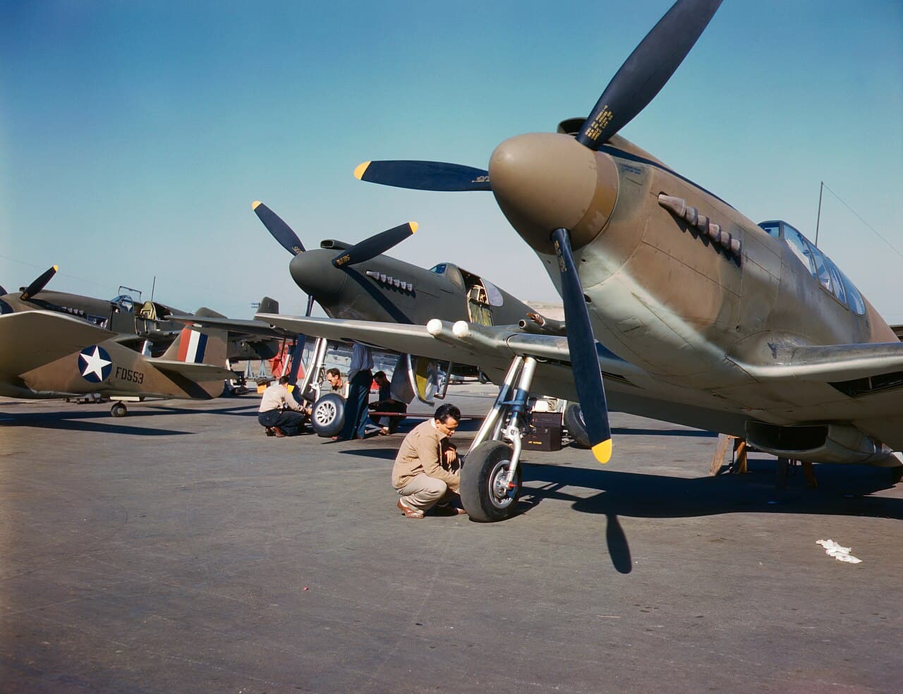P-51 Mustang assembly line at the North American Aviation factory in Inglewood, California, 1942