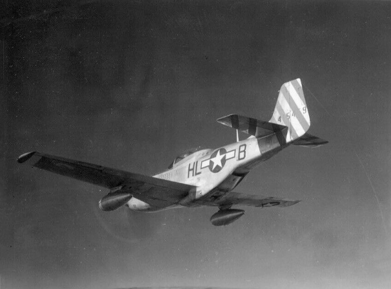 P-51D Mustang "American Beauty" piloted by Capt. John Voll over Italy, 1944