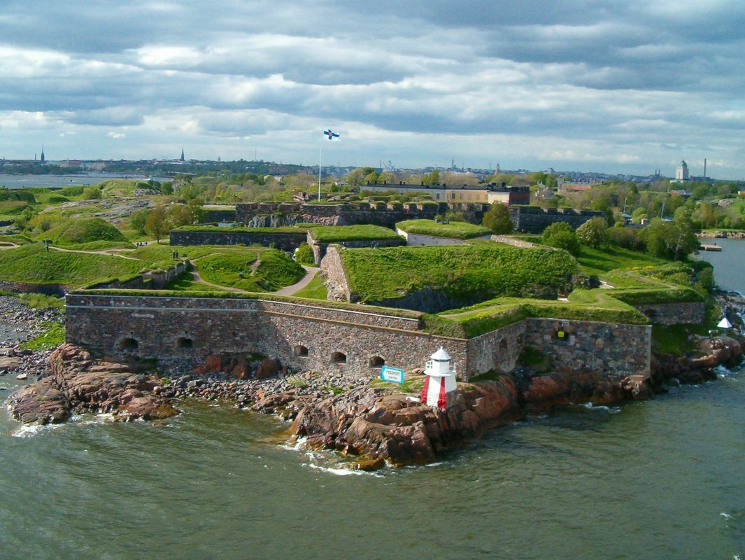 Suomenlinna sea fortress on rocky islands off Helsinki, Finland with historic stone walls and bastions