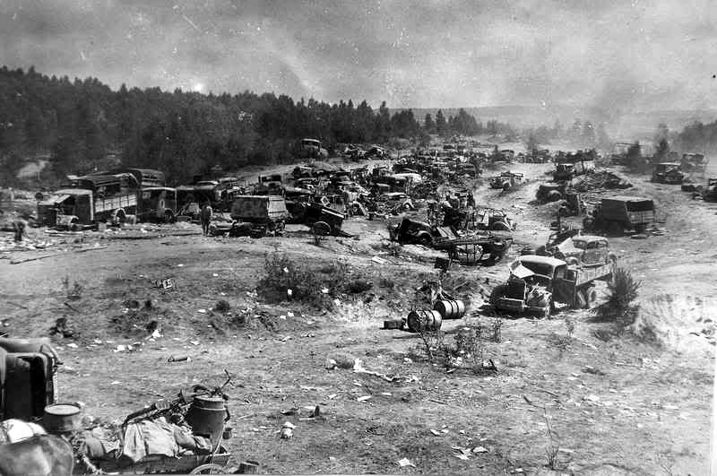Destroyed and abandoned German military vehicles in Belarus after the devastating Soviet Operation Bagration 1944