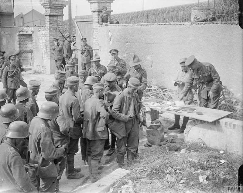 Allied soldiers during the Second Battle of the Marne advancing across the battlefield in 1918