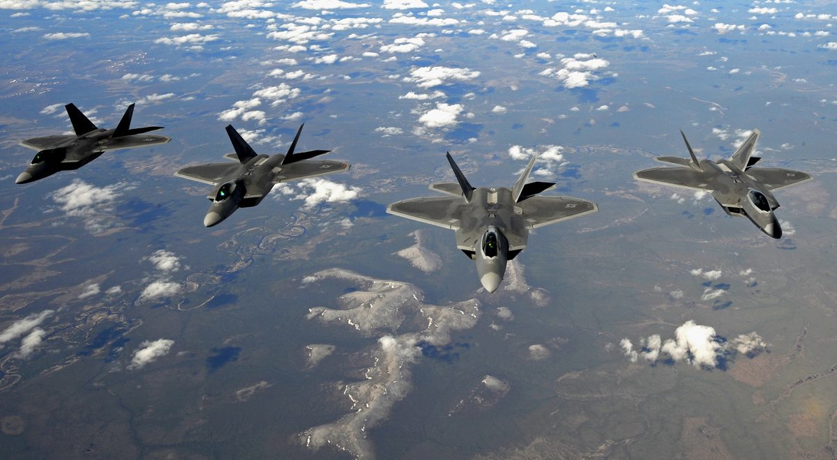 F-22 Raptor in flight demonstrating its stealth profile