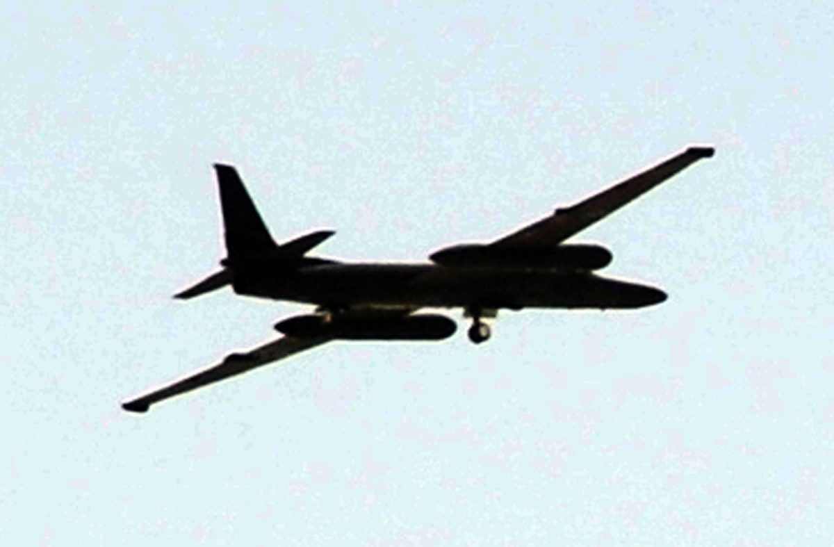 U-2 Dragon Lady spy plane at extreme high altitude with Earth's curvature visible