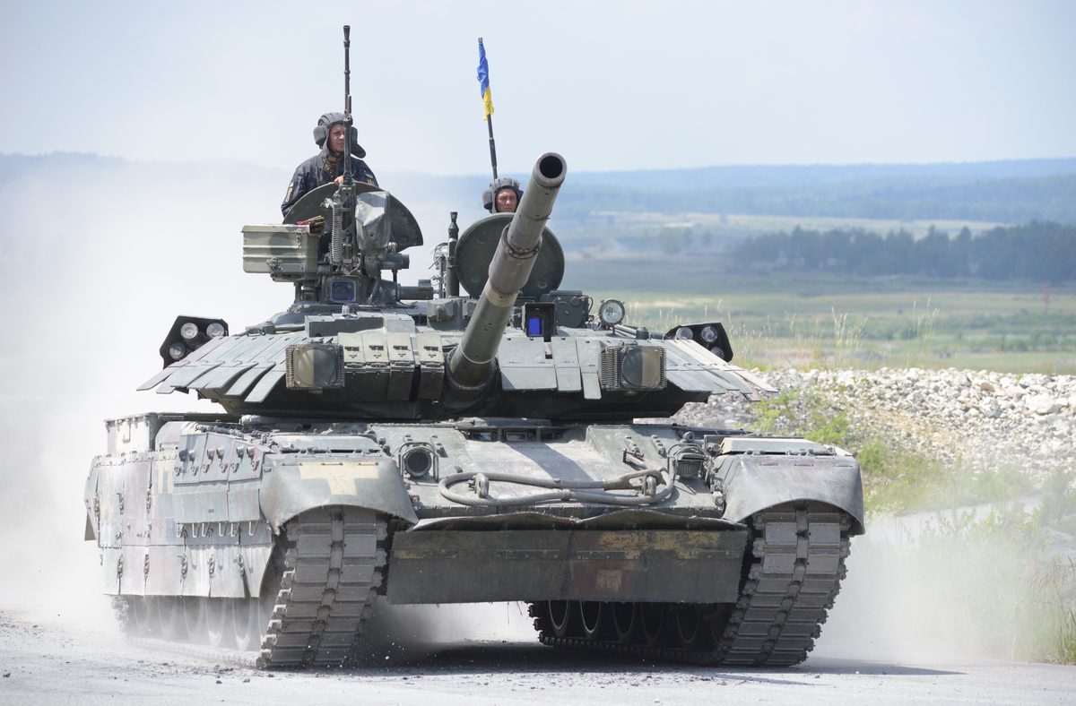 Ukrainian T-84 Oplot-M main battle tank with Duplet ERA and distinctive angular turret