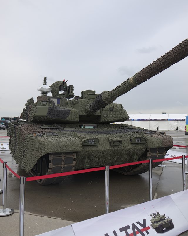 Turkish Altay main battle tank during field trials with modular composite armor