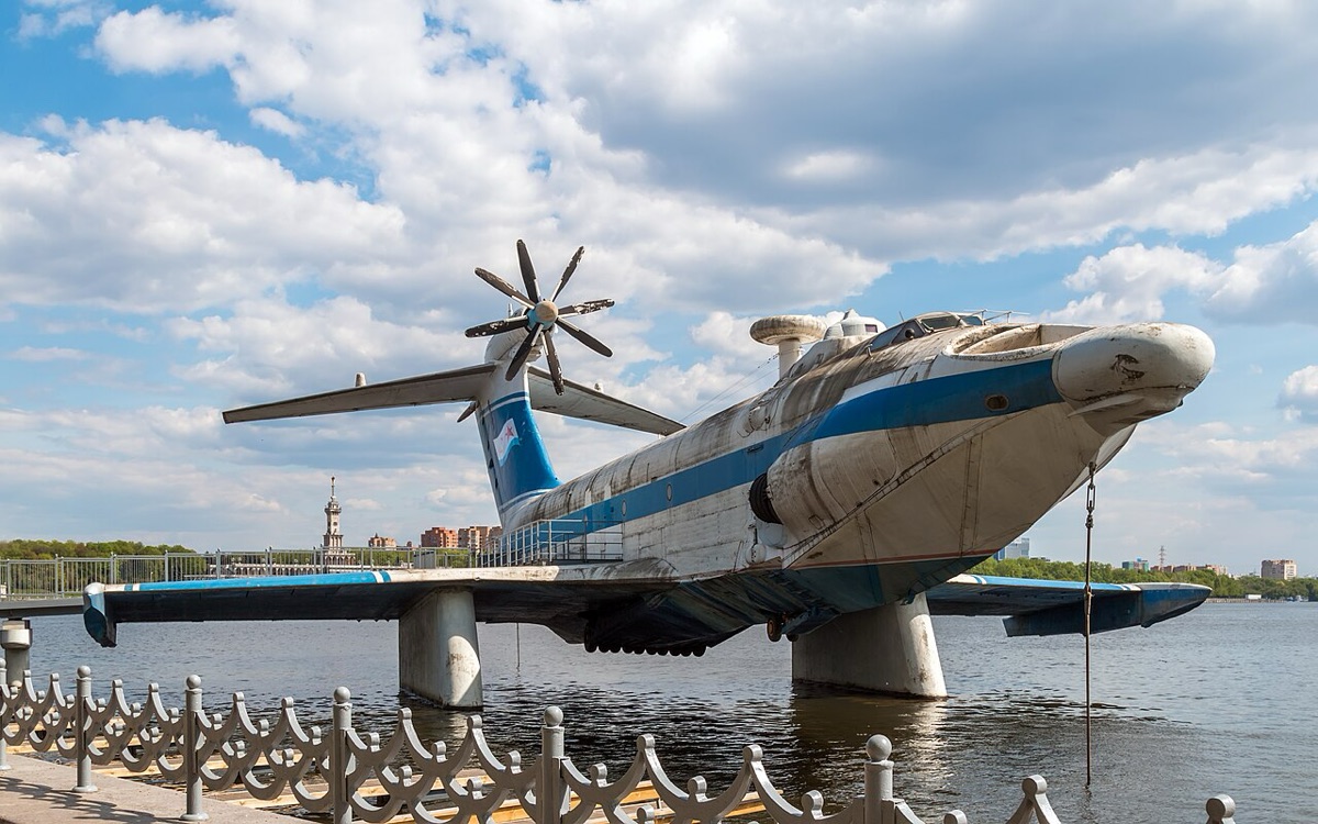 A-90 Orlyonok ekranoplan transport vehicle at a museum display