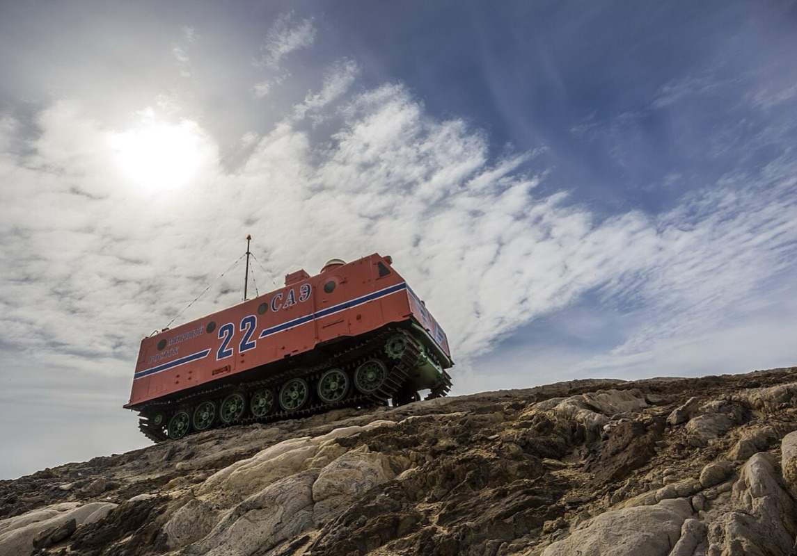 Soviet Kharkovchanka heavy Antarctic tractor in polar conditions