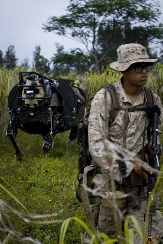 LS3 AlphaDog robotic pack mule during U.S. Marine Corps field trials