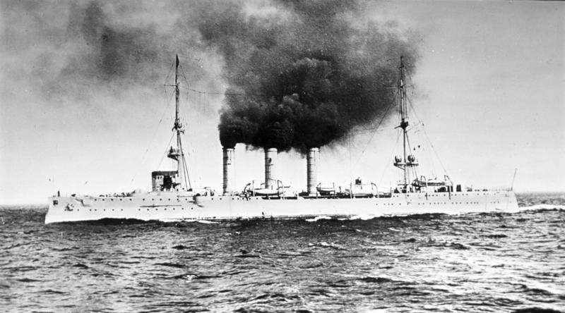 SMS Emden German light cruiser at sea during World War I