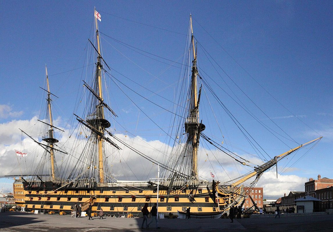 HMS Victory first-rate ship of the line preserved in Portsmouth dry dock