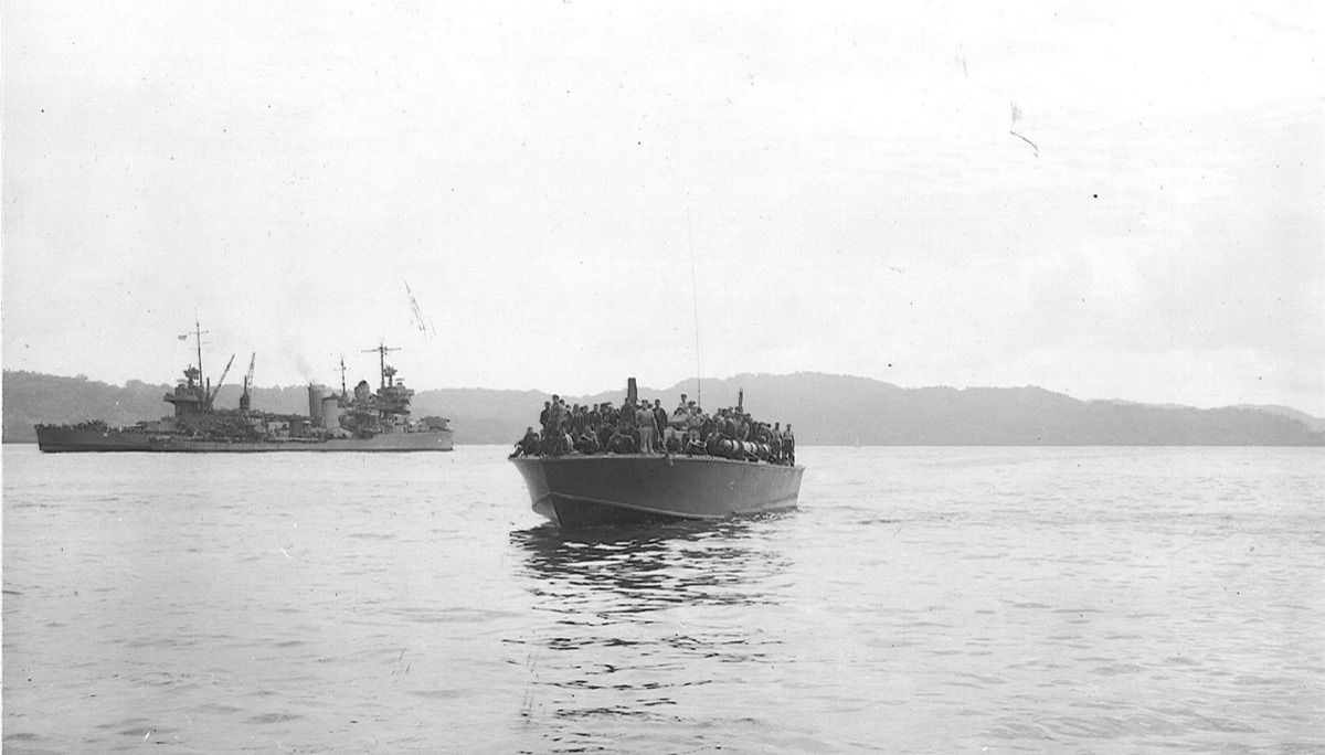 PT-109 Elco patrol torpedo boat at speed in the Solomon Islands