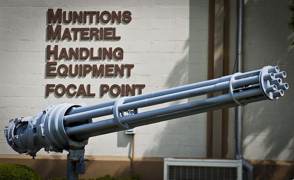 GAU-12 25mm Equalizer Gatling gun on static display at Eglin Air Force Base
