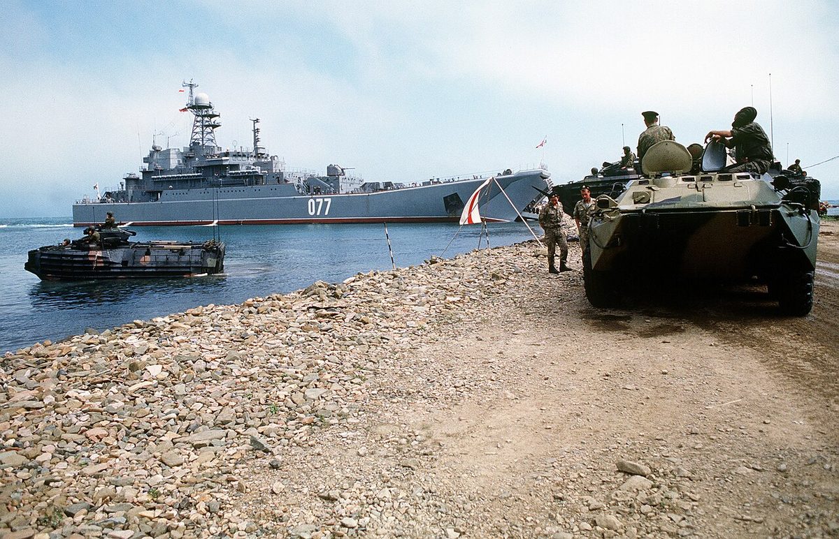 AAV-7A1 amphibious assault vehicles conducting beach landing operations