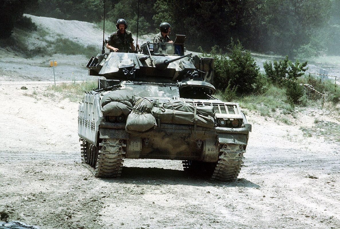 M2 Bradley infantry fighting vehicle in tactical formation