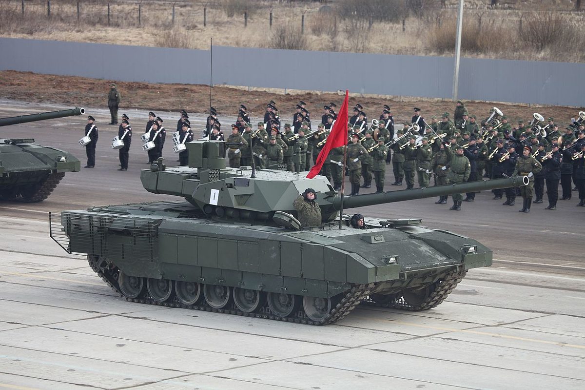 T-14 Armata main battle tank with unmanned turret during Russian military exhibition