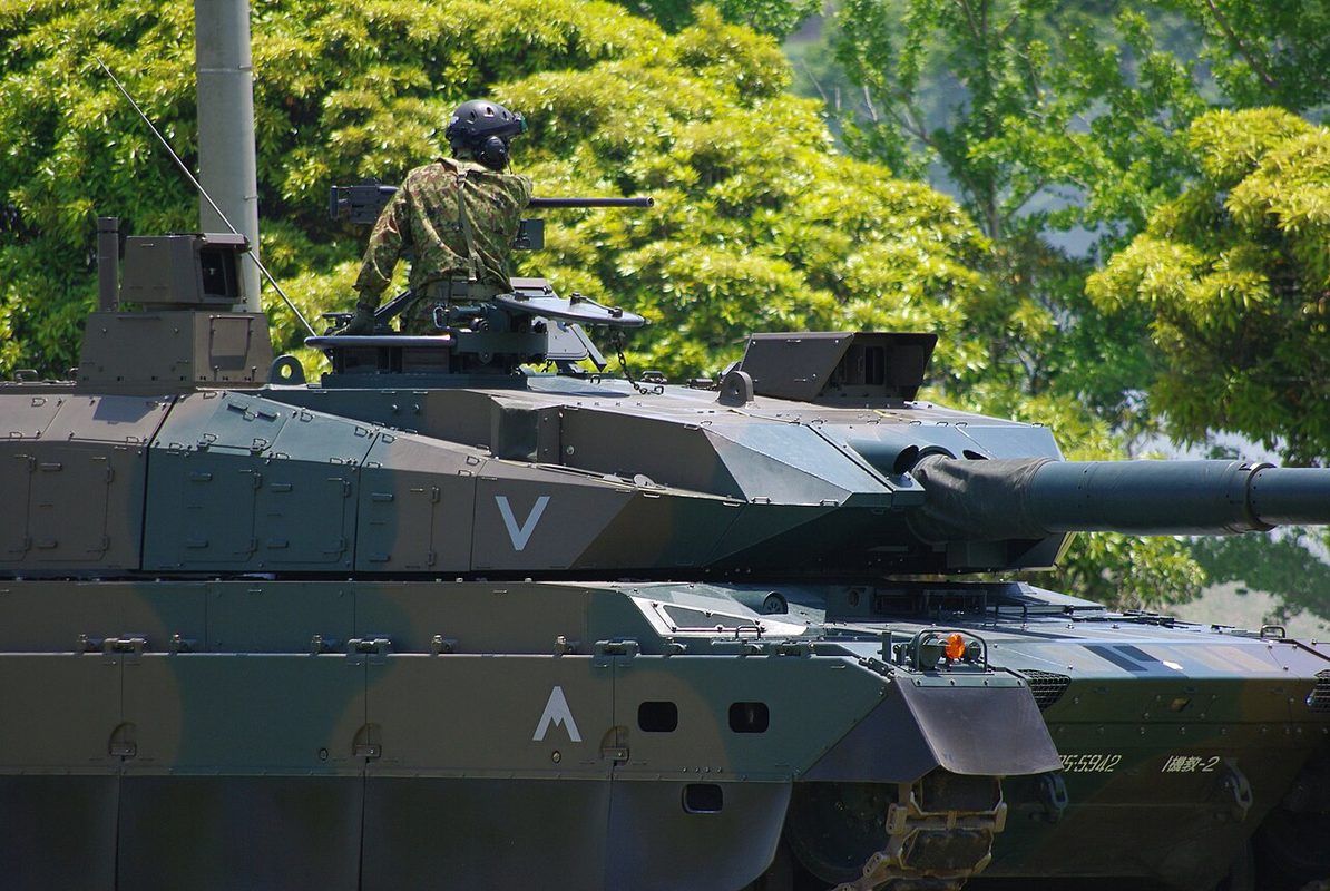 Japan Ground Self-Defense Force Type 10 main battle tank during live fire exercise