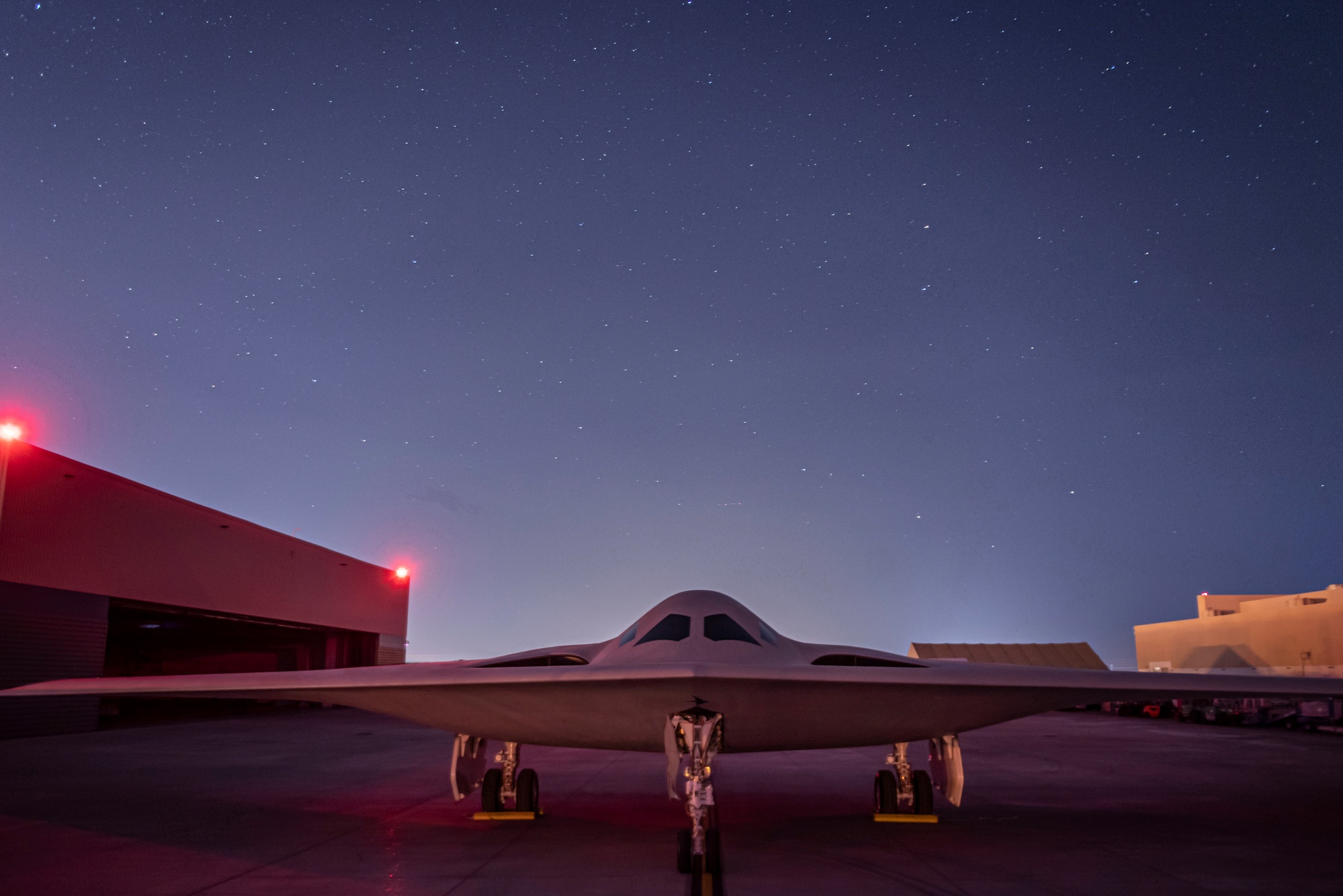 B-21 Raider during its maiden flight from Plant 42 in Palmdale, California, November 10, 2023
