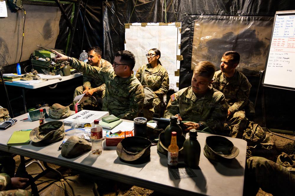 Military personnel conducting large-scale training exercise operations