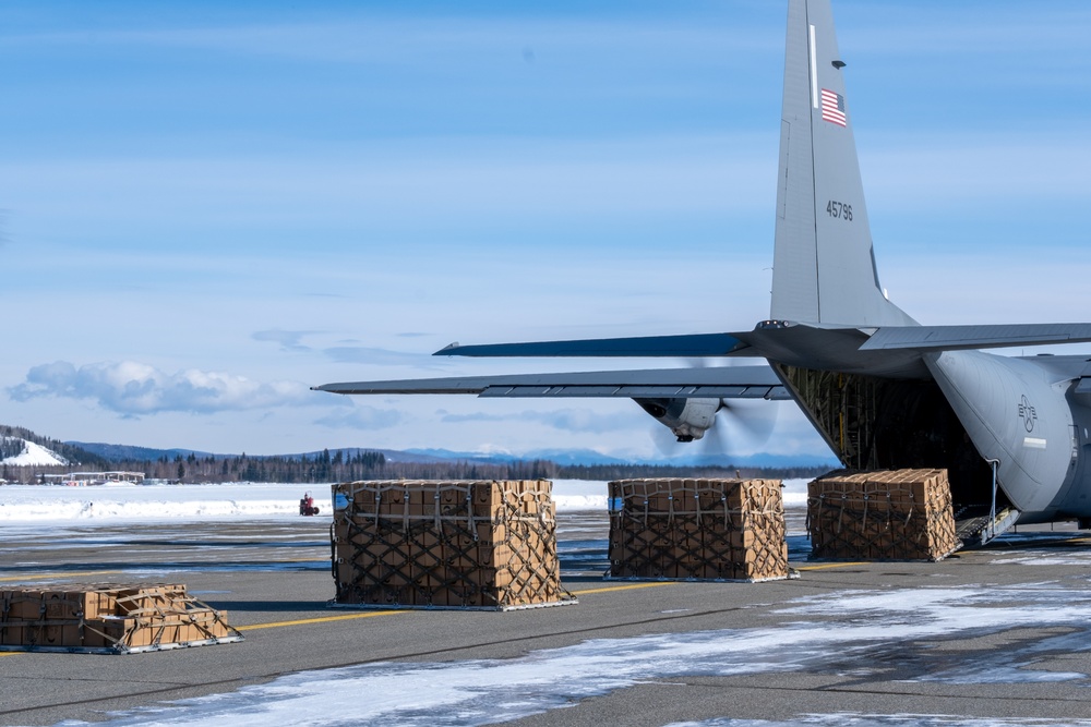 C-130J Super Hercules conducts airdrop operations over Alaska