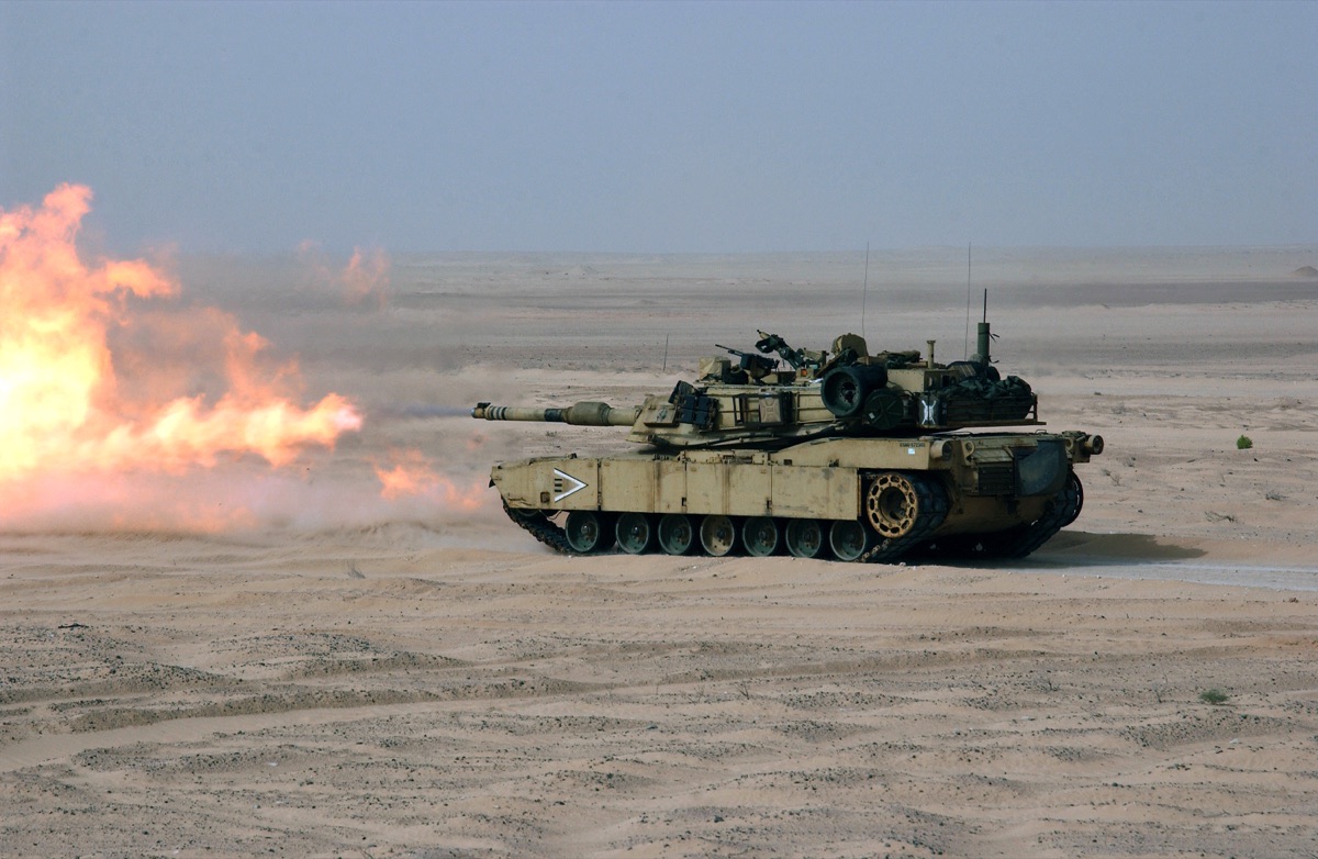 M1 Abrams tanks during a Cold War era exercise in West Germany practicing for a Soviet attack through the Fulda Gap