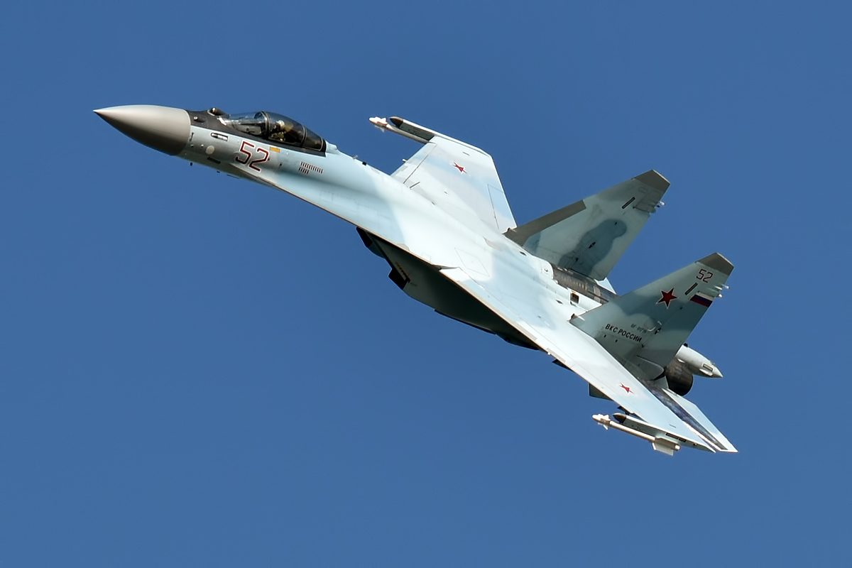 Russian Air Force Su-35S Flanker-E fighter aircraft in flight