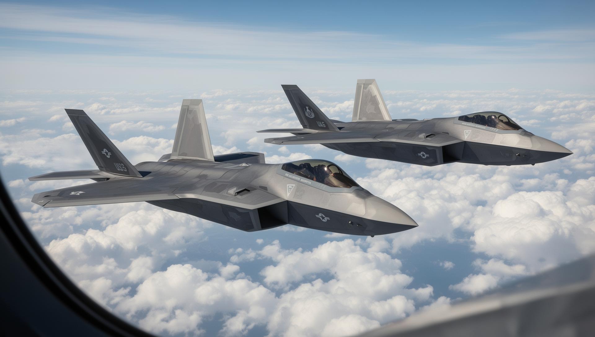 F-22 Raptor aircraft in formation representing air superiority operations