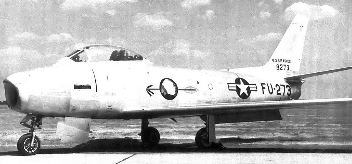 F-86A Sabre on the ground with USAF markings during the Korean War