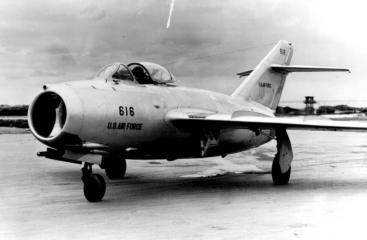 MiG-15 fighter jet in USAF test markings, a captured example used for evaluation