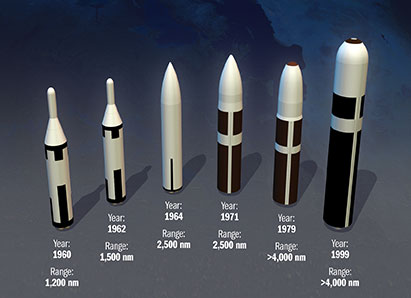 Rendering of a Columbia-class ballistic missile submarine surfacing at sea
