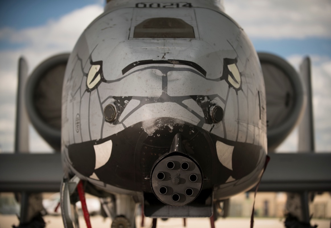 30mm rounds used by the GAU-8 Avenger cannon showing the depleted uranium penetrator tips